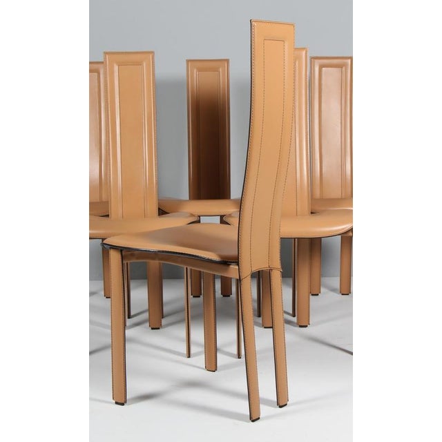Animal Skin Alice Dining Chairs in Tan Leather attributed to Giorgio Cattelan, Italy, 2000s, Set of 6 For Sale - Image 7 of 9