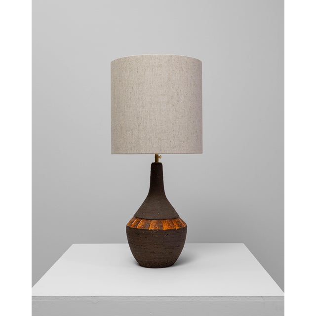 20th Century German Brown And Orange Ceramic Table Lamp For Sale - Image 16 of 18