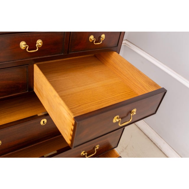 Brown 1990s Henkel Harris New Market Mahogany Tall Chest For Sale - Image 8 of 18