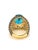 Art Deco Bochic "Orient" Vintage Natural Yellow Sapphire & Blue Topaz Ring Set 18K Gold & Silver For Sale - Image 3 of 8