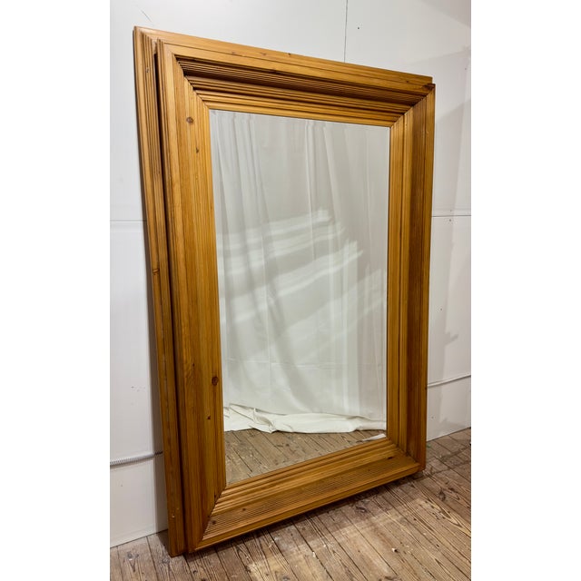 Contemporary Pine Beveled Glass Full Length Standing Mirror For Sale - Image 3 of 4