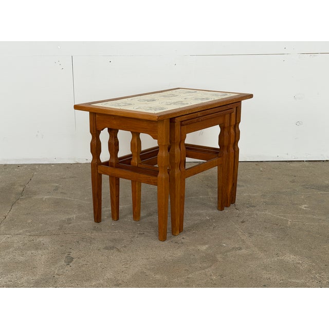 Mid-Century Modern Oak Nesting Tables by Henning Kjærnulf, Denmark, 1960s, Set of 3 For Sale - Image 4 of 13