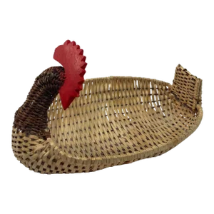 Vintage Chicken Shaped Wicker Basket