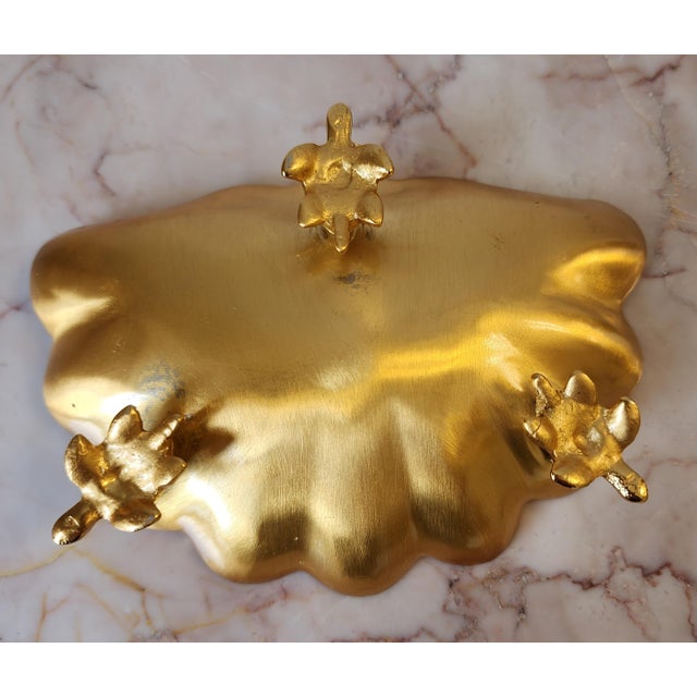 Sherle Wagner Shell W/ Turtle Feet Gilded Soap/Trinket Dish For Sale - Image 11 of 15