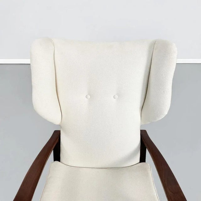 Mid-Century Italian White Fabric & Wooden Armchair by Paolo Buffa, 1950s For Sale - Image 13 of 18