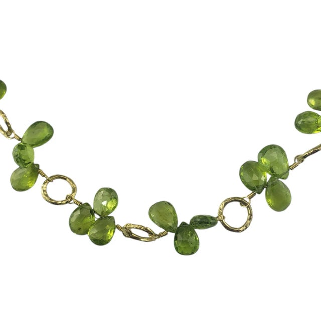 Metal Late 20th Century 14k Yellow Gold Yellow Green Peridot Briolette Beaded Choker For Sale - Image 7 of 9