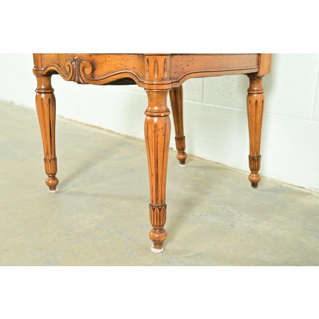 Baker Furniture Style French Regency Louis XVI Carved Walnut Dining Chairs, Set of Four For Sale - Image 9 of 12