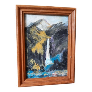 Waterfall Mountain Painting Centenarian Artist For Sale