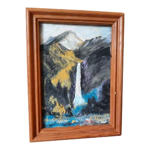 Waterfall Mountain Painting Centenarian Artist