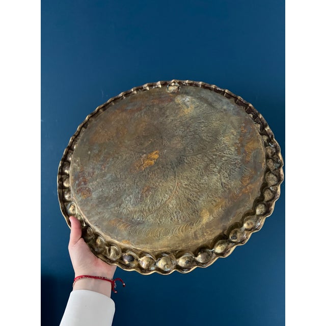 Art Deco Large 1900’s Brass Plate Wall Hanging/ Tray For Sale - Image 3 of 12
