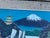 Blue Vintage Mid-Century Japanese Scenic Silk Paintings in Steel Frames, Pair For Sale - Image 8 of 12