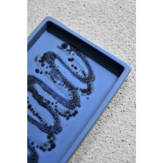 Vintage Scandinavian Blue Ceramic Tray, 1960s For Sale - Image 4 of 9