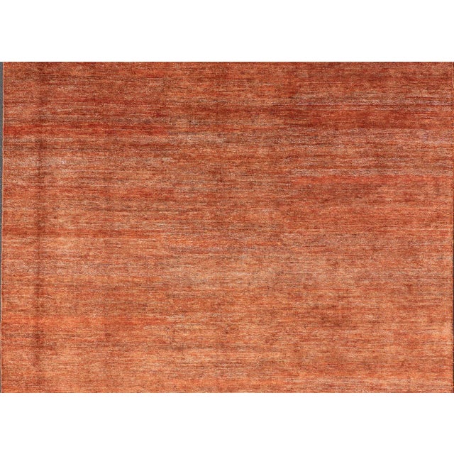 Textile Modern Solid Rug in Warm Burnt Orange Tones 9'5 X 12'2 For Sale - Image 7 of 10