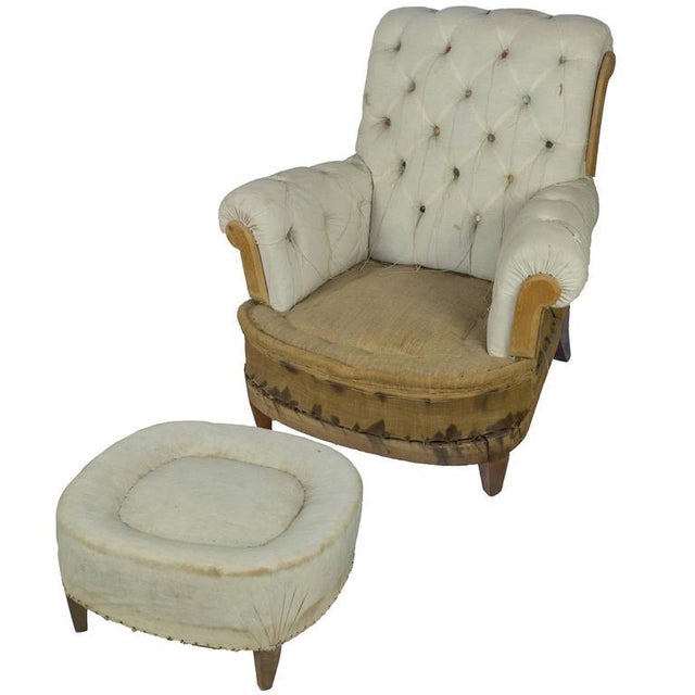 Large Tufted Armchair Ottoman Chairish