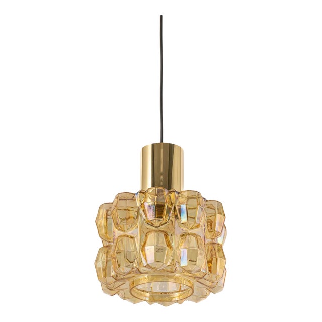 Large Amber Glass Pendant from Limburg, Germany, 1970s For Sale