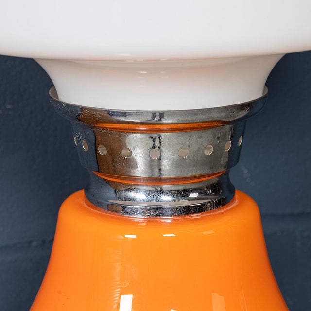Italian White and Orange Glass Table Lamp, 1970s For Sale - Image 10 of 15
