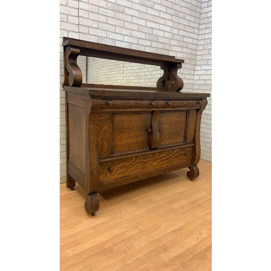 1900s Antique Empire Quarter Sawn Oak Sideboard With Mirror Chairish