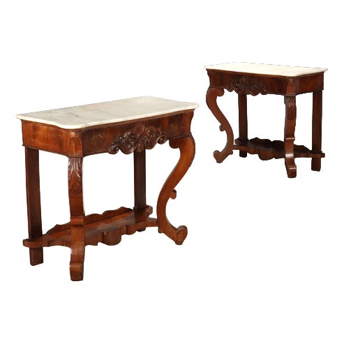 Louis Philippe Mahogany Console Tables, Set of 2 For Sale