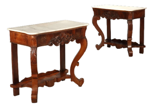 Louis Philippe Mahogany Console Tables, Set of 2