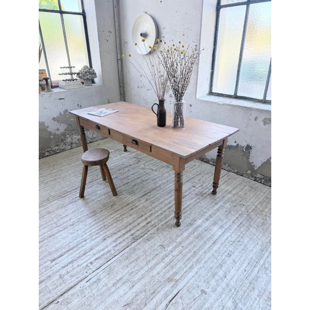 Cherrywood Farmhouse Bistro Table with Turned Legs, 1890s For Sale - Image 4 of 18