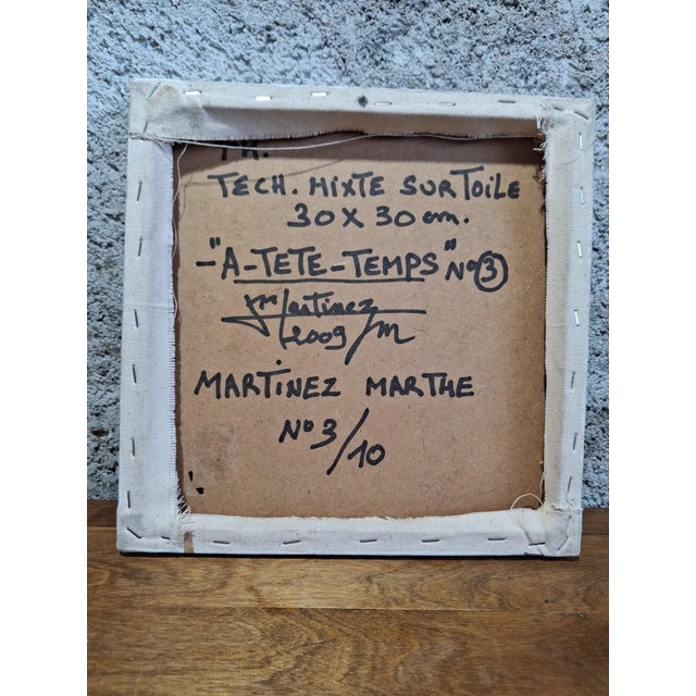 Original artwork on square canvas (30 x 30 cm), created in 2009 by the artist Martinez Marthe. This mixed-media...