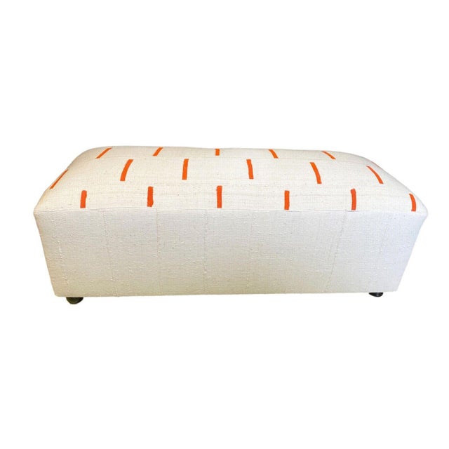 Textile Custom Made Large Mud Cloth Bogolan Textile Ottoman /Table 50"w by 18" H Mali For Sale - Image 7 of 8