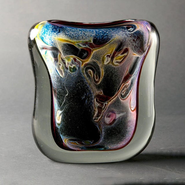 Sommerso Multi-Color Heavy Murano Glass Vase For Sale - Image 11 of 11