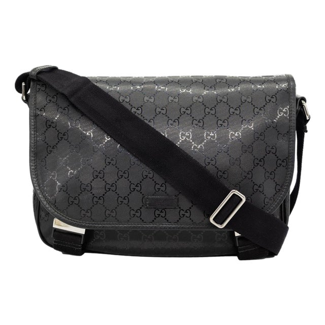 Gucci Glazed Black Gg Supreme Canvas Medium Crossbody Unisex Messenger Bag For Sale