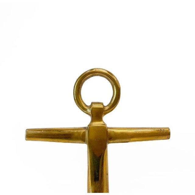 Pair of Vintage Brass Boat Anchor Andirons, Circa 1940s For Sale In Philadelphia - Image 6 of 10
