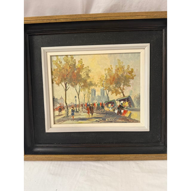 Mid 20th Century Impressionistic French Oil Painting, Notre Dame and Bouquinistes, Framed For Sale In Salt Lake City - Image 6 of 7