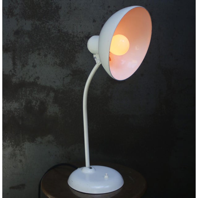 Ivory German Bauhaus Classic White Metal 6556 Desk Lamp from Kaiser Idell For Sale - Image 8 of 11