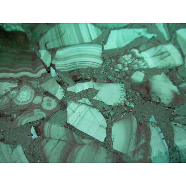 Green Vintage Italian Coved Malachite Stone & Bronze Rimmed Catchall, and/or Nut/Candy Decorative Bowl For Sale - Image 8 of 14