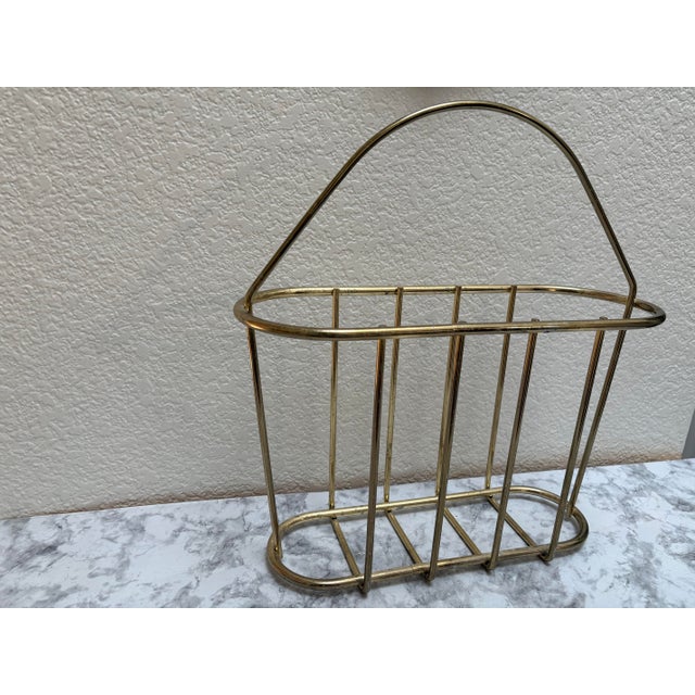 Vintage Brass Magazine Holder Rack or Vessel For Sale In Sacramento - Image 6 of 8