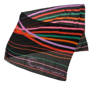 1980s Polychrome Italian Long Silk Scarf by Roberto Capucci