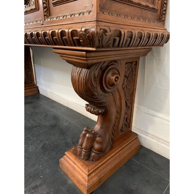 Tan Renaissance Florentine Sculpted Wood Credenza, 1890s For Sale - Image 8 of 14