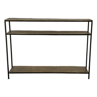Currey and Company Modern Brass Lathi Console Table For Sale