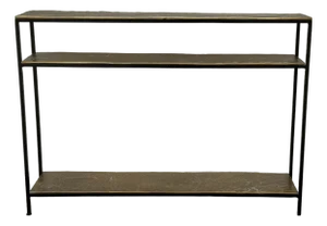 Currey and Company Modern Brass Lathi Console Table