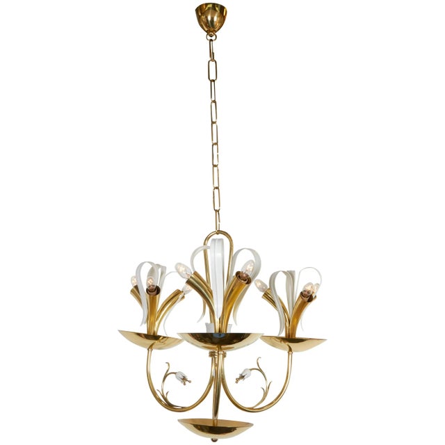 Metal Italian Modern Floral 1940s-1950s Chandelier For Sale - Image 7 of 7
