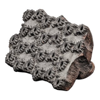 Amazing Antique Handmade Carved Wood Antique Asian Textile Printing Block Fabric Stamper Unique Bohemian Home Decor Object For Sale