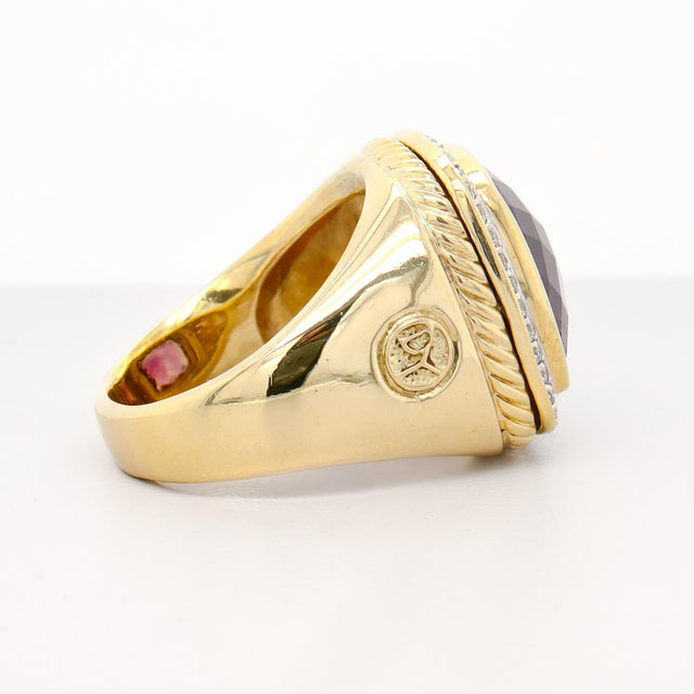 Vintage David Yurman 18k Yellow Gold, Amethyst, & Diamond Albion Cocktail Ring For Sale - Image 13 of 14