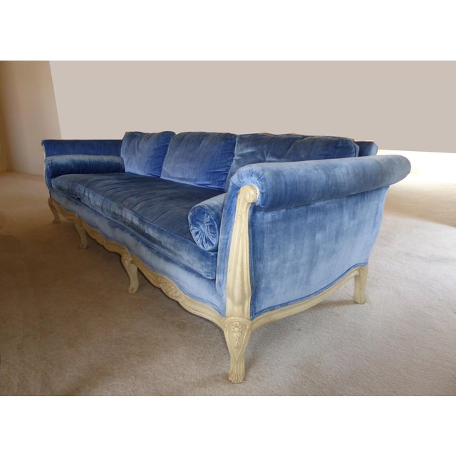 Vintage French Provincial Royal Blue Velvet Settee Sofa Long Chairish