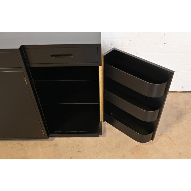Edward Wormley for Dunbar Black Lacquered Sideboard or Bar Cabinet, Newly Refinished For Sale In South Bend - Image 6 of 13