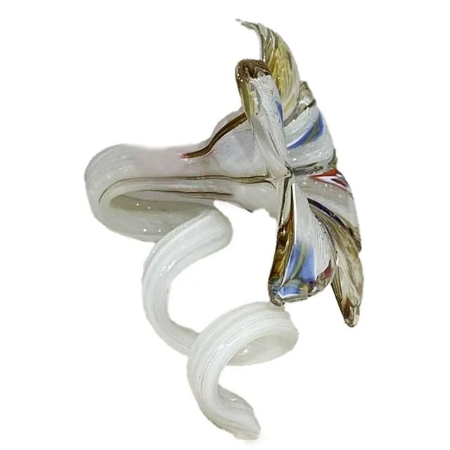 Murano Murano Blown Glass Flower - Paperweight With Curling Stem For Sale - Image 4 of 5