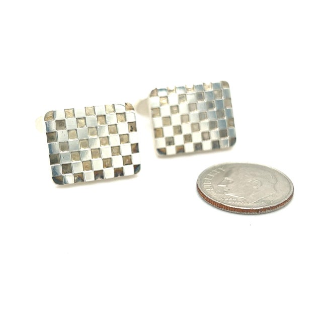 1990s Pair of Georg Jensen Checkerboard Cufflinks Silver Estate For Sale In New York - Image 6 of 10