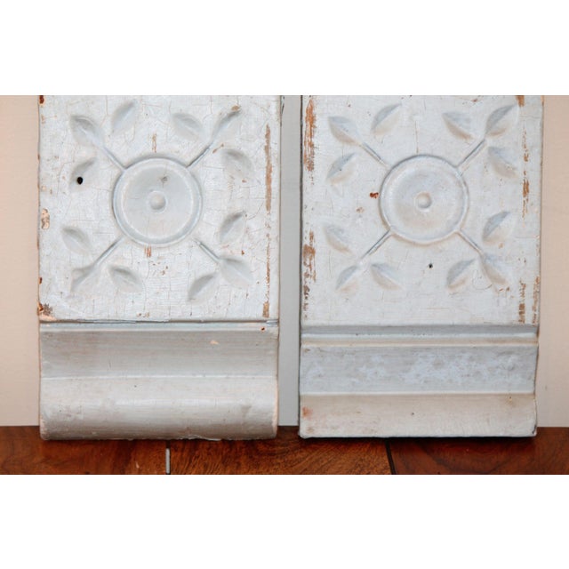 Pair of Antique Architectural Salvage Sky Blue Plinth Blocks For Sale - Image 6 of 9