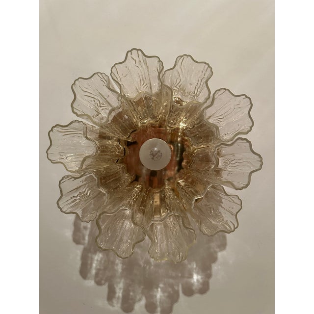 Transparent Vintage Murano Tronchi Flush Mount Ceiling Light Fixture – 10 Hand Blown Glass Tronchi With Polished Brass Ceiling Plate For Sale - Image 8 of 8