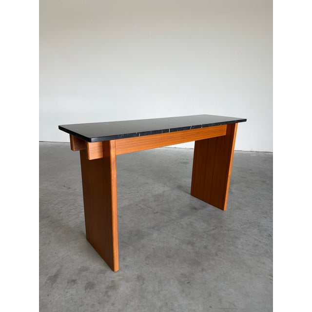 Vintage Danish Teak and Marble Console Table For Sale In Tampa - Image 6 of 12