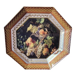 Vintage Decoupage Durwin Rice Designs Decoupage Plate W/ Birds & Fruit For Sale