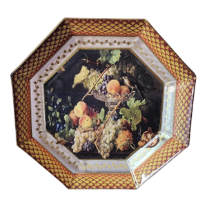 Vintage Decoupage Durwin Rice Designs Decoupage Plate W/ Birds & Fruit
