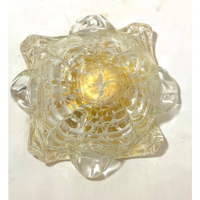Vintage Blown Murano Venetian Art Glass Cigarette Cigar Gold Ashtray Italian For Sale - Image 12 of 12